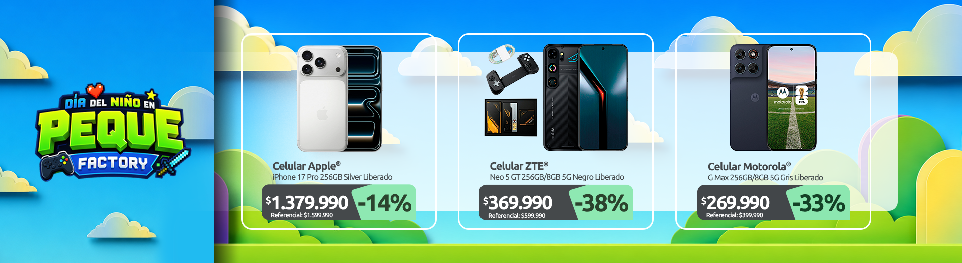 iPhone 17 Pro 256GB Silver Liberado Celular ZTE Neo 5 GT 256GB 8GB 5G Negro Liberado bundle gamepad cable Celular Motorola G Max 256GB 8GB 5G Gris Liberado