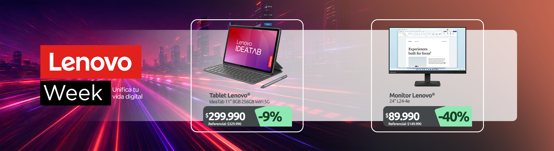 IdeaTab 11" 8GB 256GB WiFi 5G Monitor Lenovo 24" L24 4e