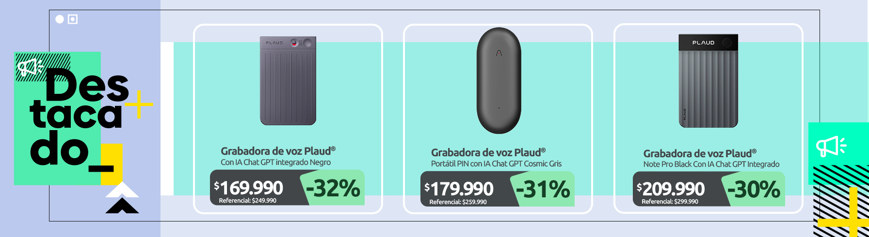 Grabadora de voz Plaud con IA Chat GPT Integrado Black Grabadora de voz portátil Plaud PIN con IA Chat GPT Integrado Cosmic Gray Grabadora de voz Plaud Note Pro Black Con IA Chat GPT Integrado