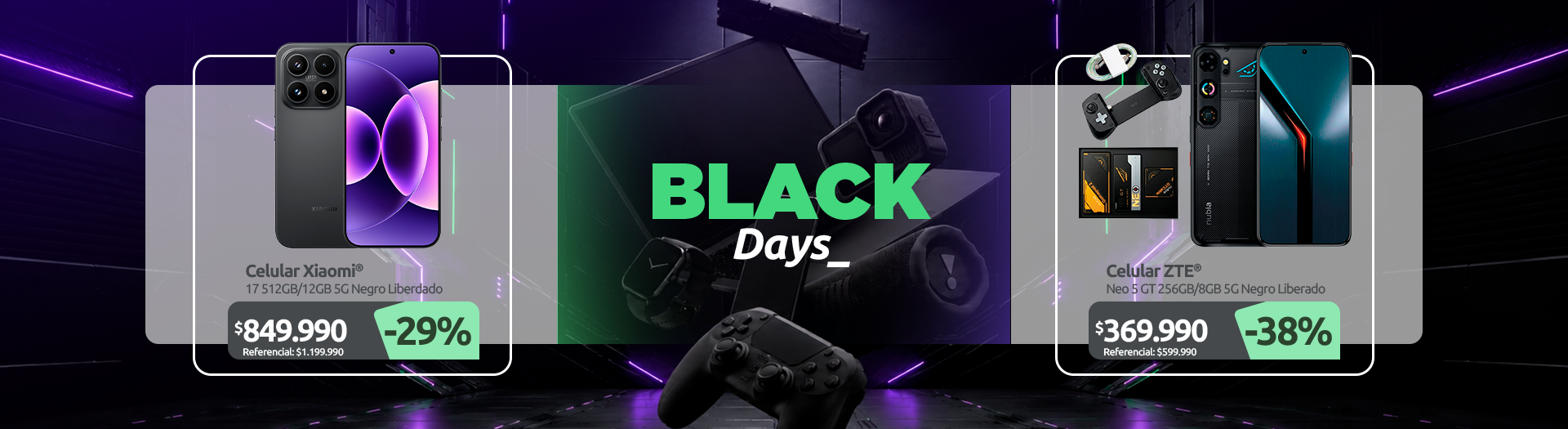 Celular Xiaomi 17 512GB 12GB 5G Negro Liberdado Celular ZTE Neo 5 GT 256GB 8GB 5G Negro Liberado bundle gamepad cable