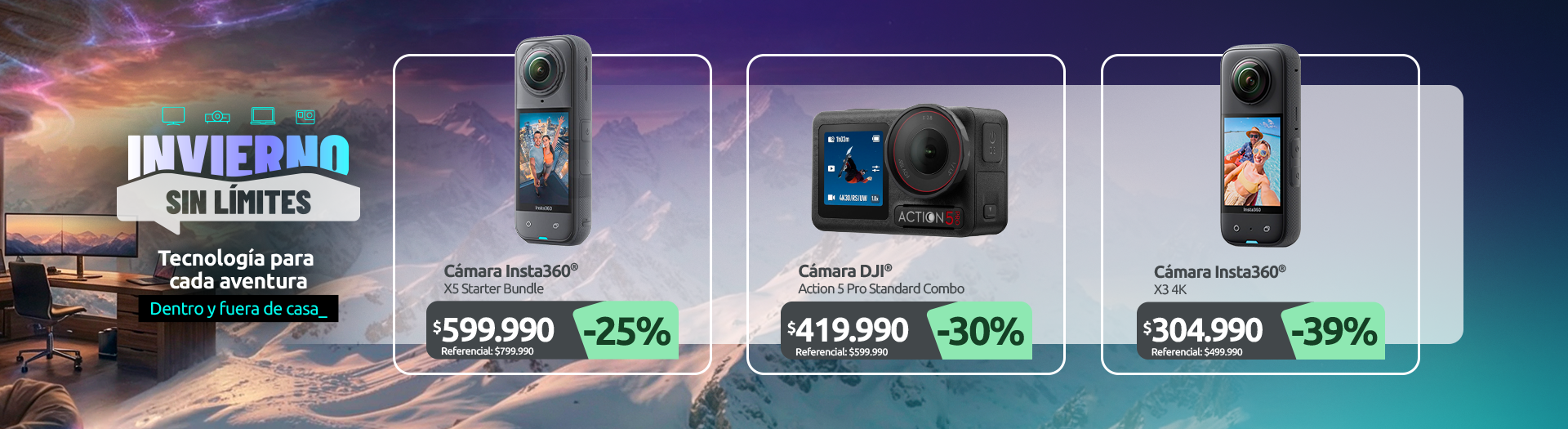 Cámara INSTA360 X5 Starter Bundle Cámara DJI Action 5 Pro Standard Combo Cámara Insta360 X3 4K