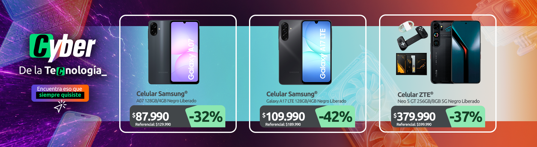 Celular Samsung A07 128GB 4GB Negro Liberado Celular Galaxy A17 LTE 128GB 4GB Negro Liberado Celular ZTE Neo 5 GT 256GB 8GB 5G Negro Liberado bundle gamepad cable
