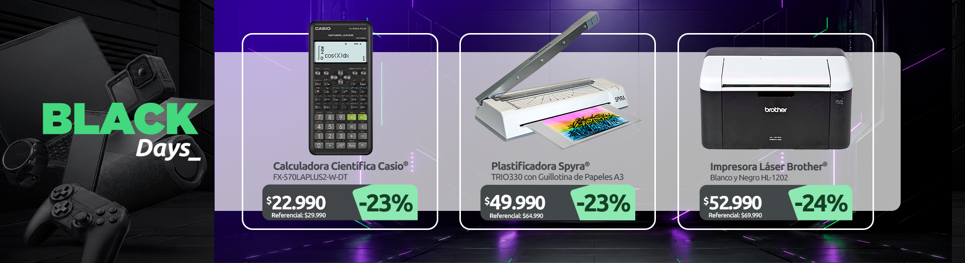 Calculadora Científica FX 570LAPLUS2 W DT Plastificadora Guillotina de Papeles A3 Carta Oficio Trío 330 Impresora Láser Blanco y Negro HL 1202