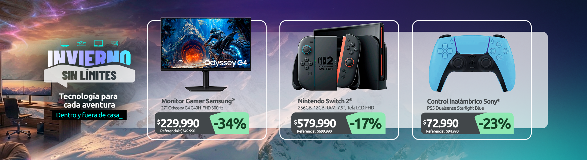 Monitor Gamer 27" Odyssey G4 G40H FHD 300Hz LS27HG400ELXZS Nintendo Switch 2 256GB 12GB RAM 7 9" Tela LCD FHD SONY PS5 DUALSENSE WIRELESS CONTROLLER STARLIGHT BLUE