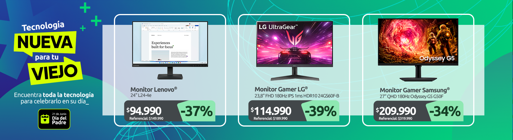 Monitor Lenovo 24" L24 4e Monitor Gamer LG 23 8" FHD 180Hz IPS 1ms HDR10 24GS60F B Monitor Gamer Samsung 27" QHD 180Hz Odyssey G5 G50F LS27FG500ELXZS