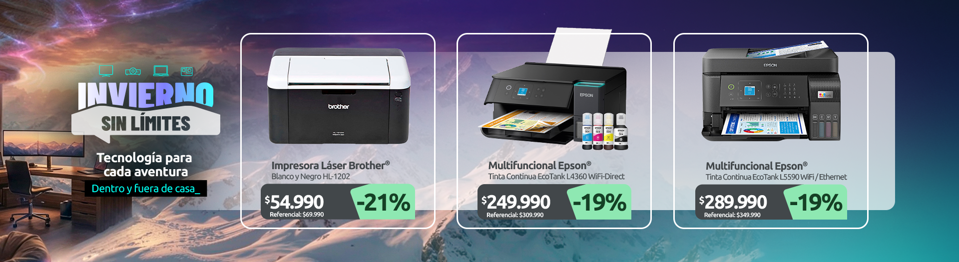 Impresora Láser Blanco y Negro HL 1202 Multifuncional Tinta Continua EcoTank L4360 WiFi Direct Dúplex automático Multifuncional Tinta Continua EcoTank L5590 WiFi Ethernet