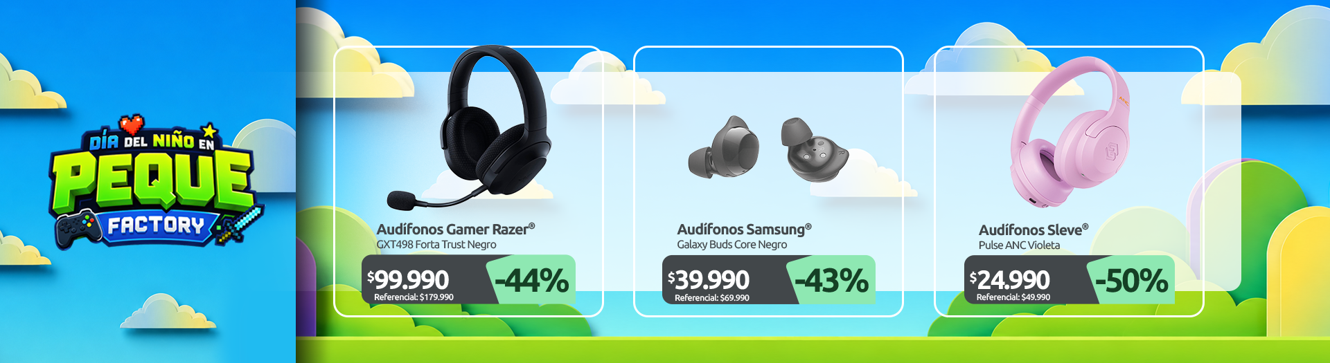 Audífonos Gamer GXT498 Forta Trust Negro Audífonos Galaxy Buds Core Negro Audífonos Sleve Pulse ANC Violeta