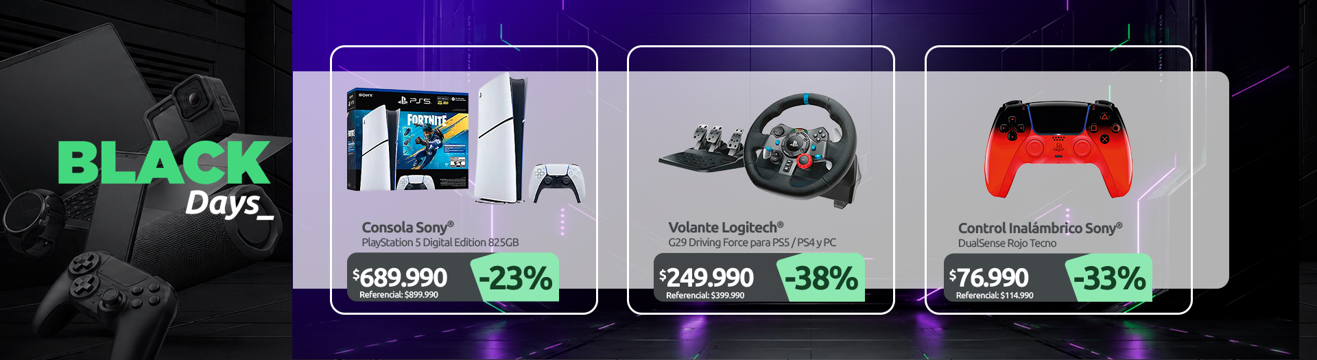 Consola PlayStation 5 Digital Edition 825GB – Fortnite Flowering Chaos Bundle Volante G29 Driving Force para PS5 PS4 y PC SONY PS5 DUALSENSE WIRELESS CONTROLLER TECHNO RED