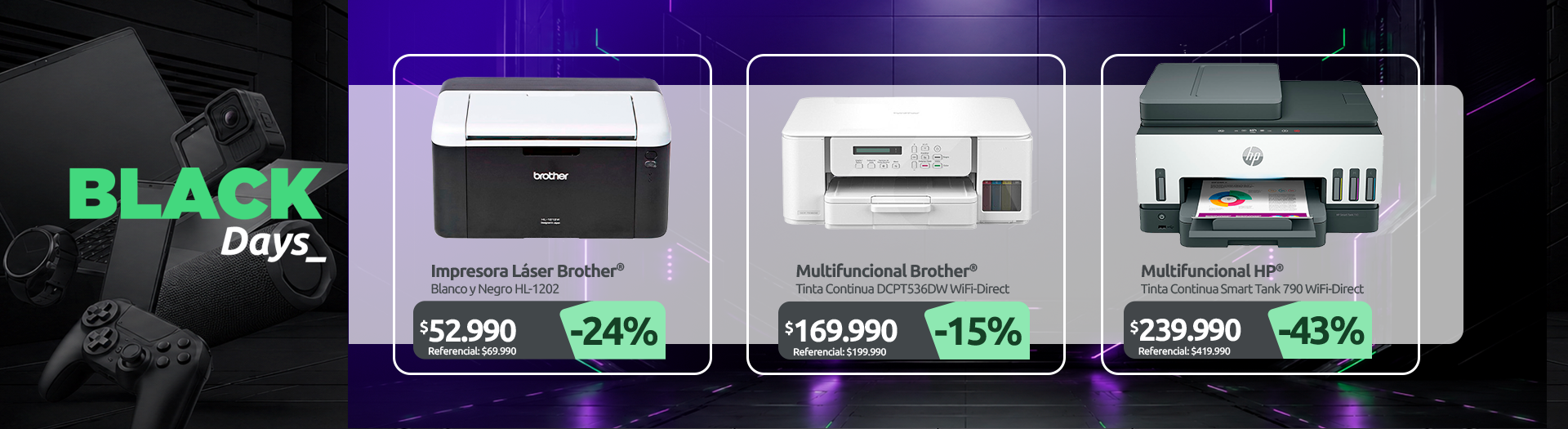 Impresora Láser Blanco y Negro HL 1202 Multifuncional Tinta Continua InkBenefit Tank DCPT536DW WiFi Direct Multifuncional Tinta Continua Smart Tank 790 WiFi Direct Dúplex ADF Ethernet