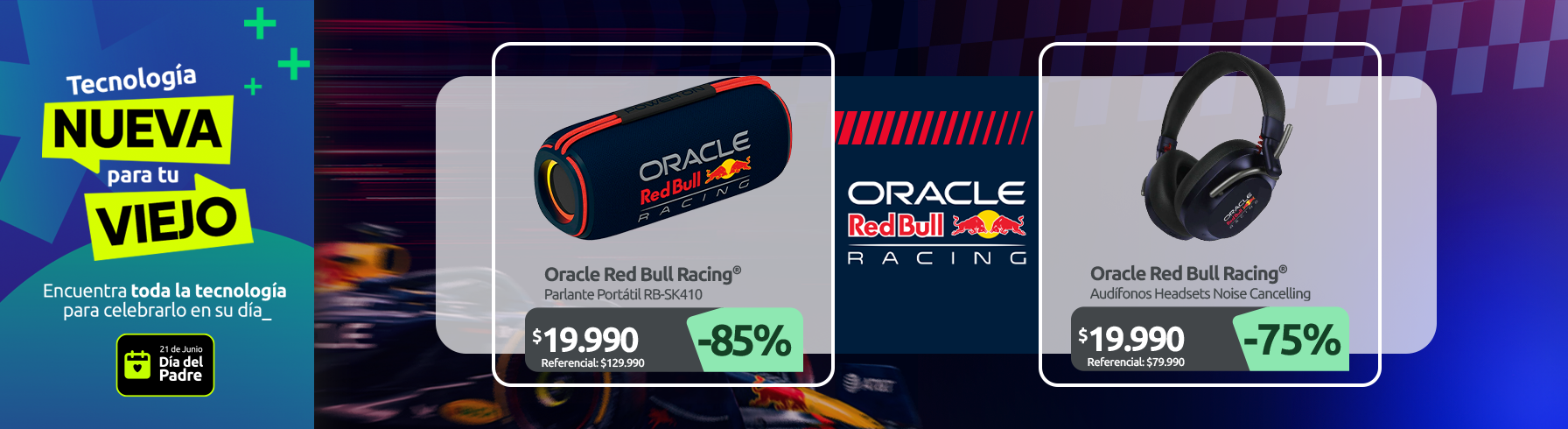Parlante Portátil Oracle Red Bull Racing RB SK410 Audífonos Headsets Oracle Red Bull Racing Noise Cancelling RB HP100
