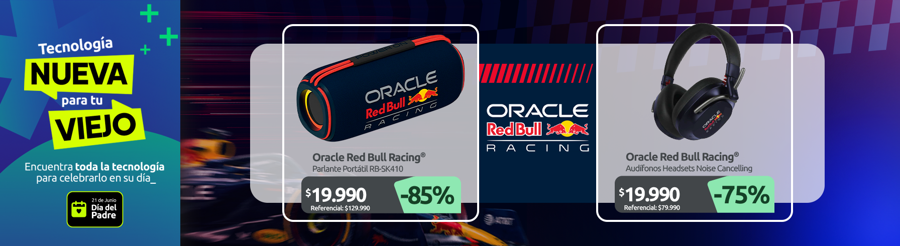 Parlante Portátil Oracle Red Bull Racing RB SK410 Audífonos Headsets Oracle Red Bull Racing Noise Cancelling RB HP100