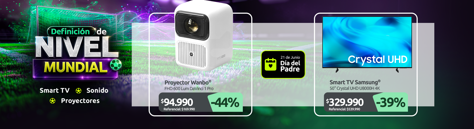 Proyector Dali 1 Led LCD 350 Lumenes Bluetooth Wifi Auto Screen Fit Smart TV Samsung 50" Crystal UHD U8000H 4K Roku® Streaming Stick™ Plus 2025 Dispositivo de streaming 4K y HDR para TV