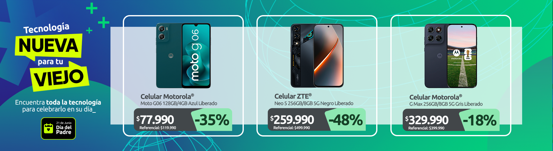Celular Moto G06 128GB 4GB Azul Liberado Celular ZTE Neo 5 256GB 8GB 5G Negro Liberado Celular Motorola G Max 256GB 8GB 5G Gris Liberado