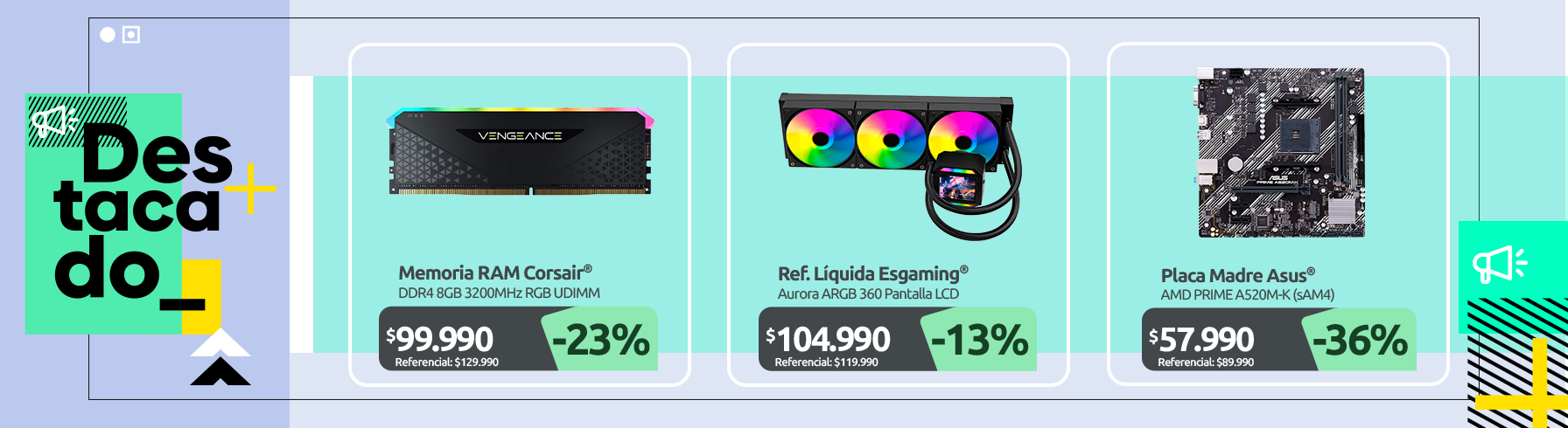 Memoria RAM DDR4 8GB 3200MHz RGB UDIMM Refrigeración Líquida Aurora ARGB 360 Pantalla LCD Placa Madre AMD PRIME A520M K (sAM4)