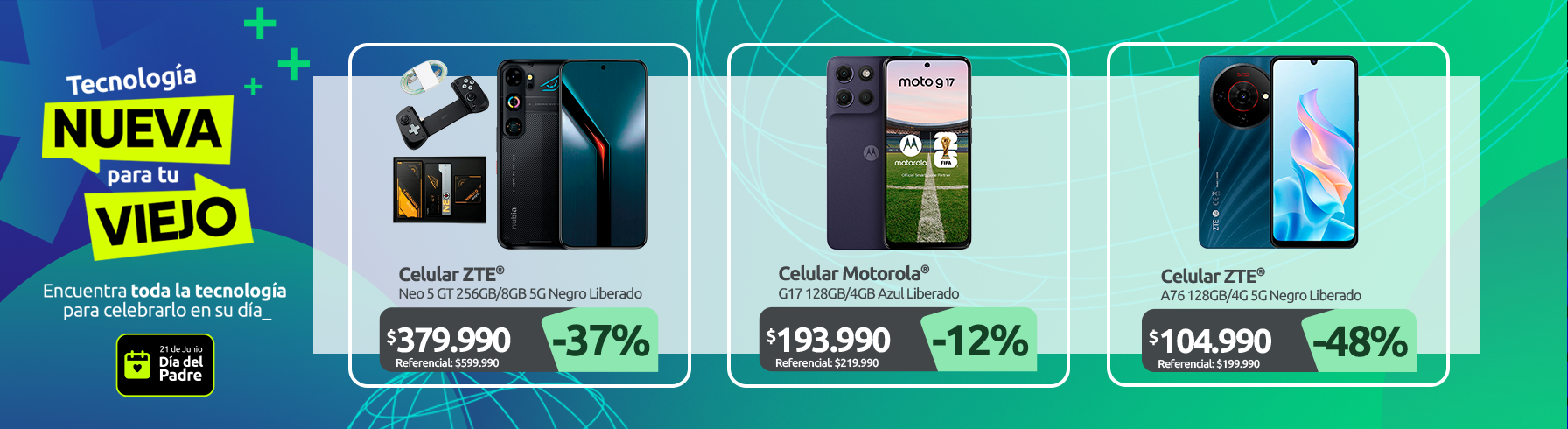 Celular ZTE Neo 5 GT 256GB 8GB 5G Negro Liberado bundle gamepad cable Celular Motorola G17 128GB 4GB Azul Liberado Celular ZTE A76 128GB 4G 5G Negro Liberado