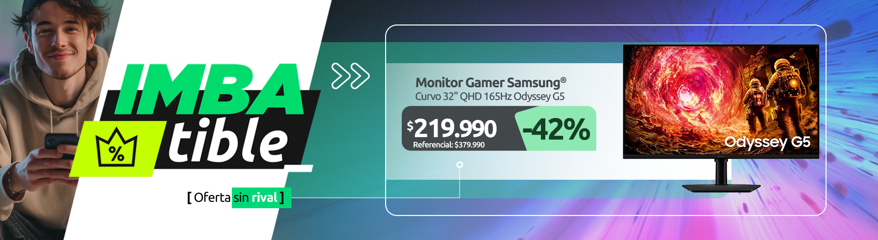 Monitor Gamer Samsung Curvo 32" QHD 165Hz VA 1ms HDR10 FreeSync Odyssey G5 LS32FG500ELXZS