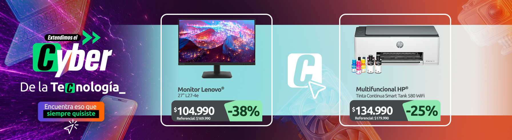 Monitor Lenovo 27" L27 4e Multifuncional Tinta Continua Smart Tank 580 WiFi