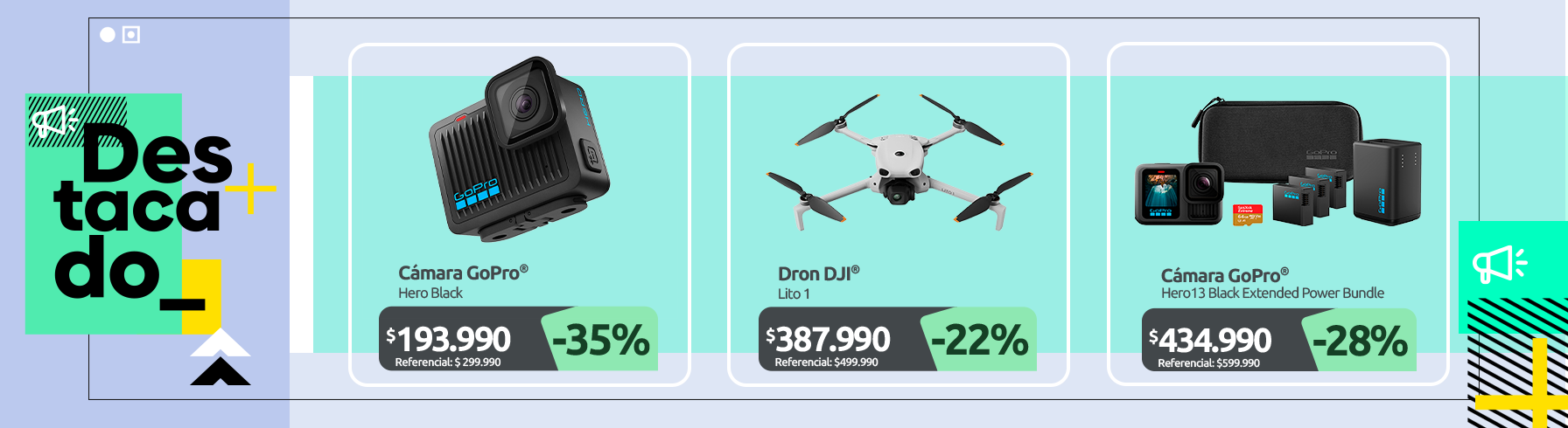 Cámara Hero Black Dron DJI Lito 1 Cámara Hero13 Black Extended Power Bundle